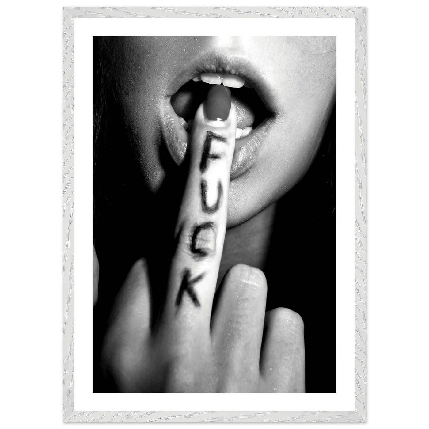 Sensual Middle Finger Black and White Wall Art - The Trendy Art