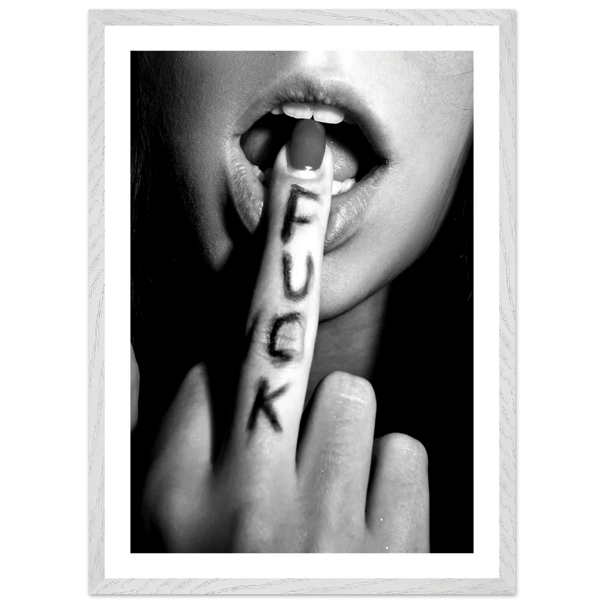 Sensual Middle Finger Black and White Wall Art - The Trendy Art
