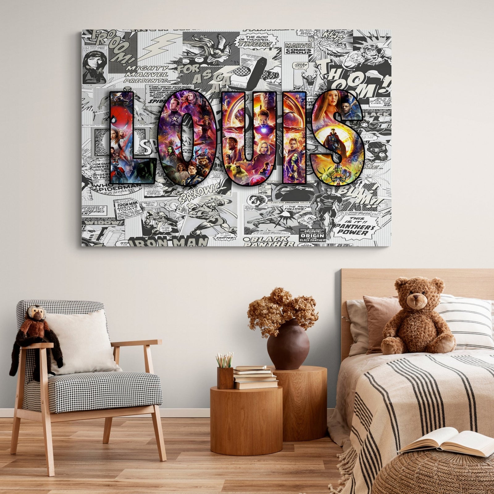 Super Heroes Personalized Name Canvas - The Trendy Art