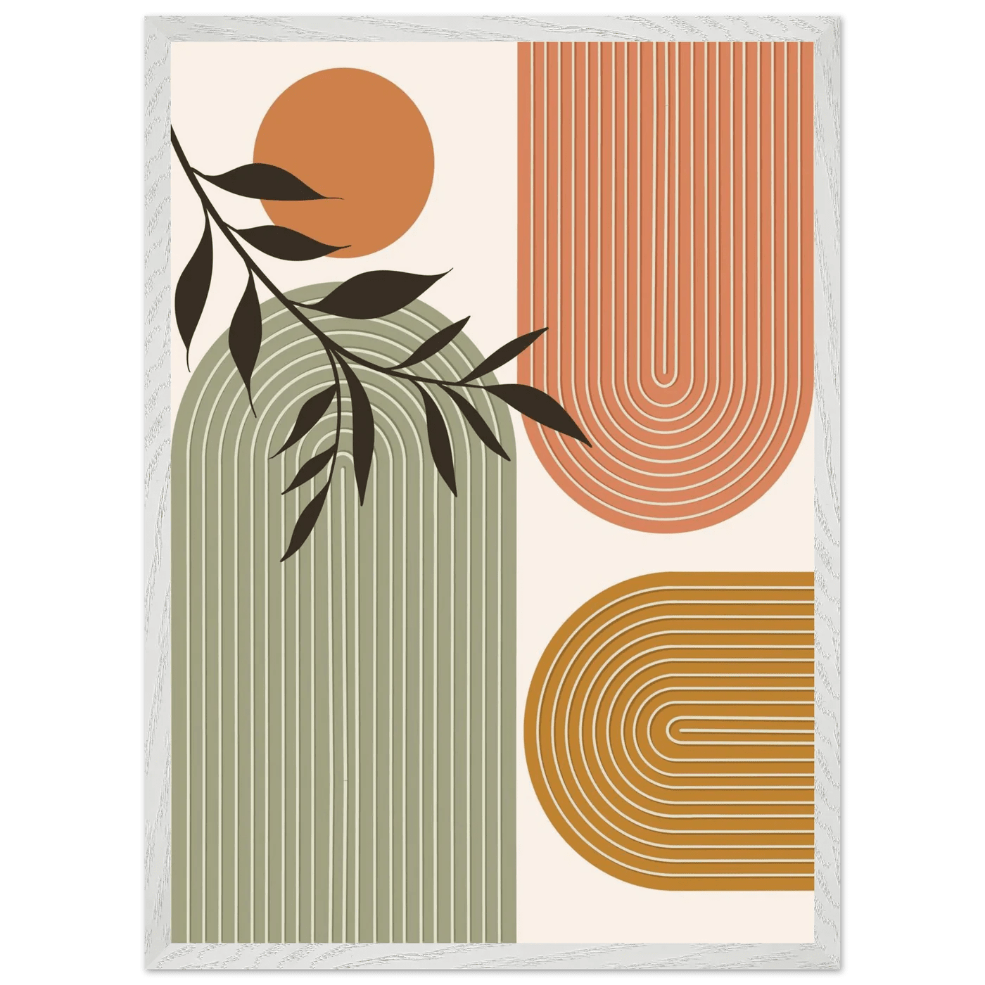 Terracotta Mustard Sage Arch Minimalist Wall Art - The Trendy Art