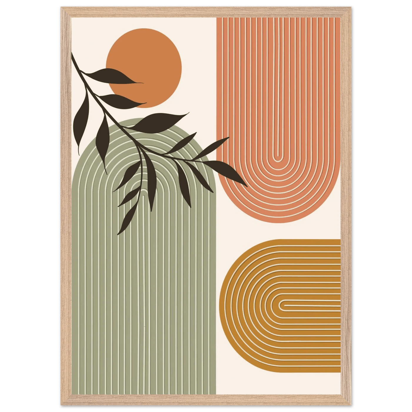 Terracotta Mustard Sage Arch Minimalist Wall Art - The Trendy Art