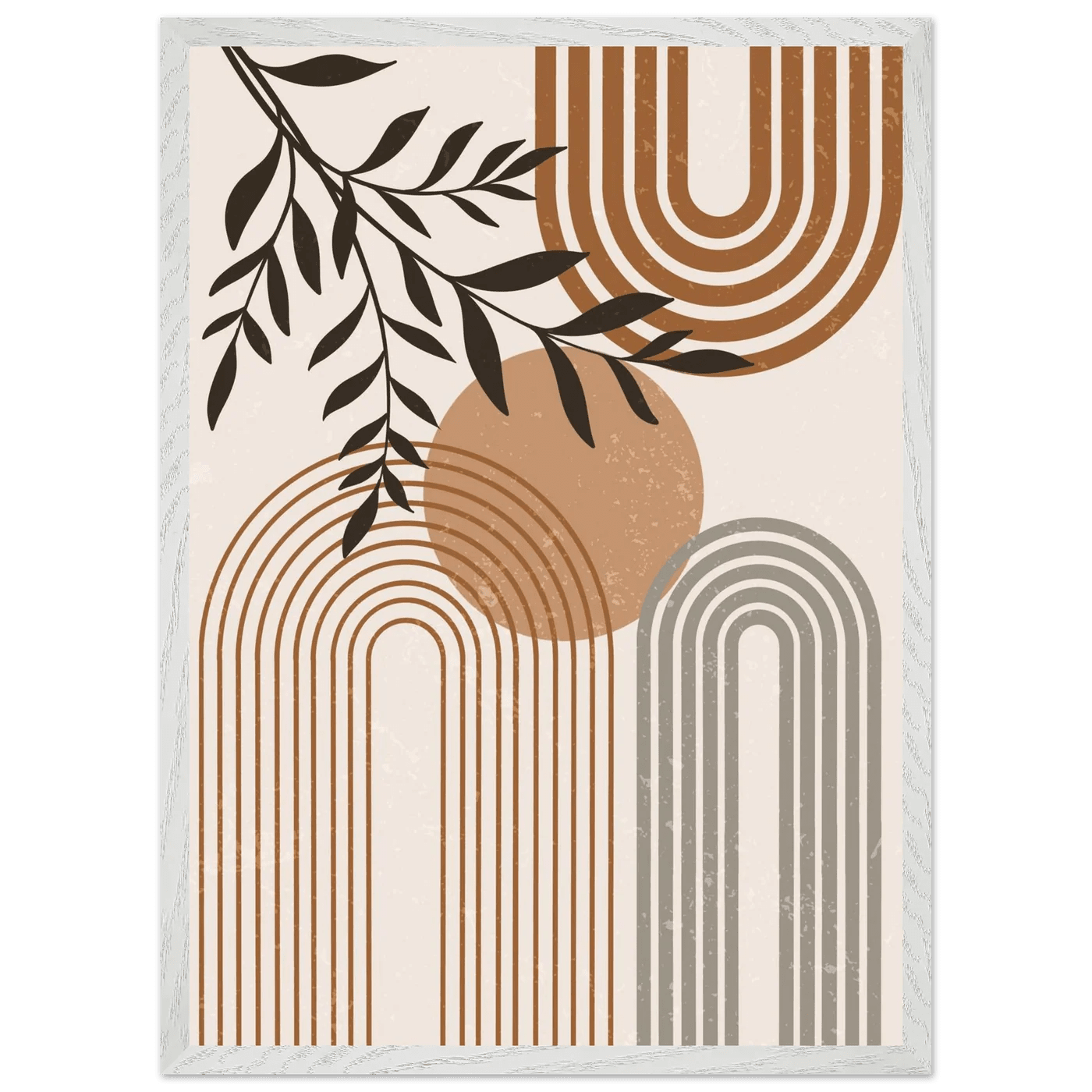 Terracotta Striped Arch Botanical Minimalist Wall Art - The Trendy Art
