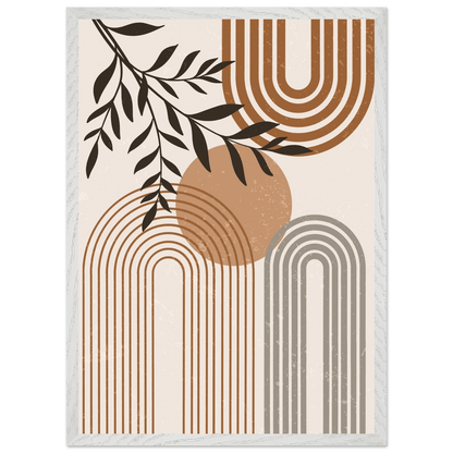 Terracotta Striped Arch Botanical Minimalist Wall Art - The Trendy Art