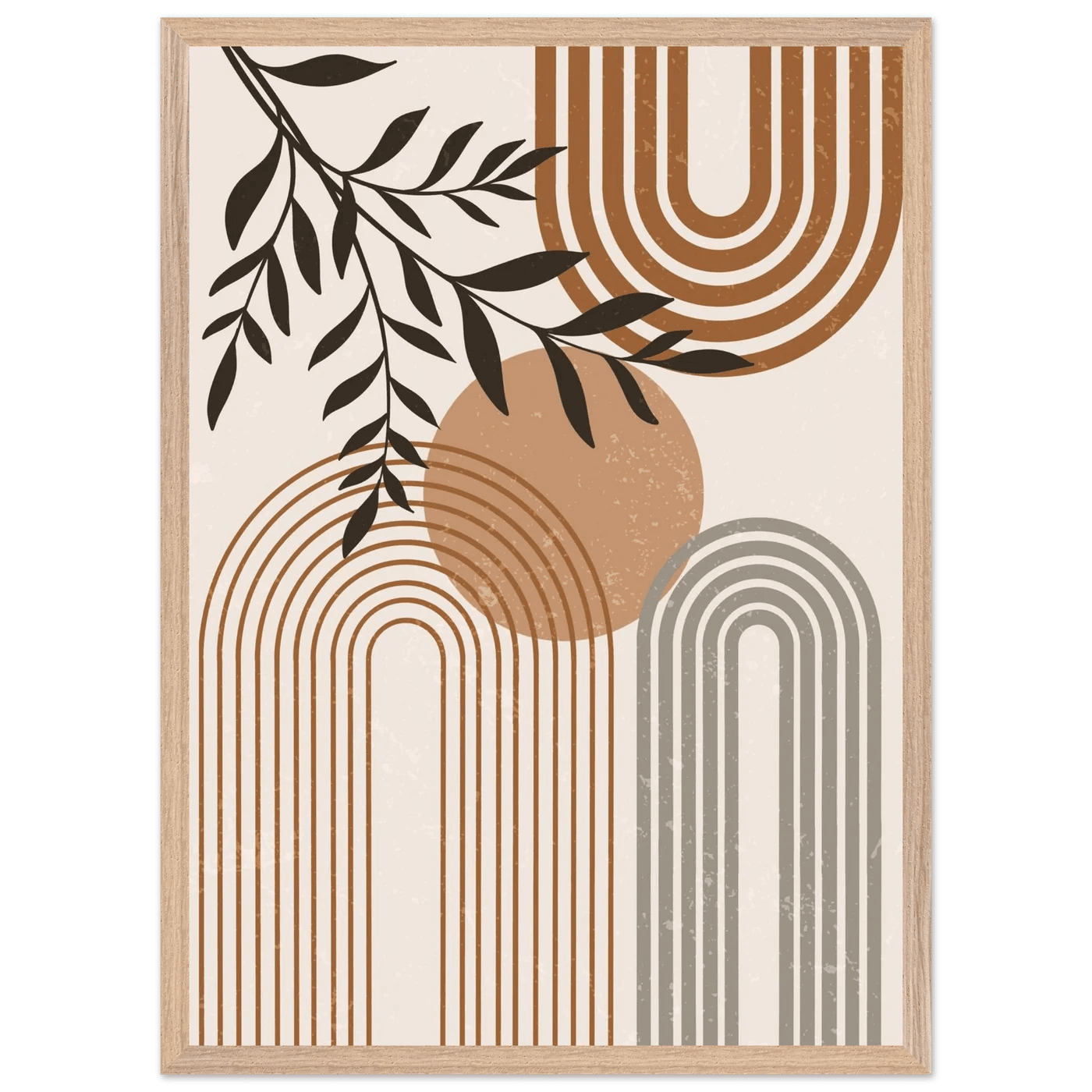 Terracotta Striped Arch Botanical Minimalist Wall Art - The Trendy Art
