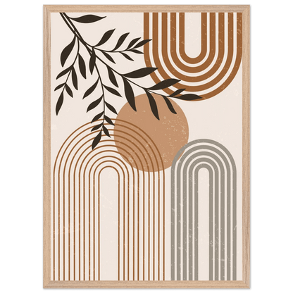 Terracotta Striped Arch Botanical Minimalist Wall Art - The Trendy Art