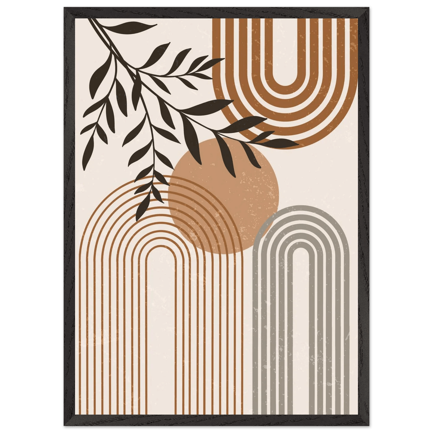 Terracotta Striped Arch Botanical Minimalist Wall Art - The Trendy Art