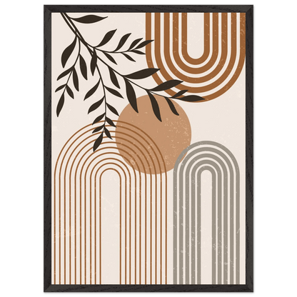 Terracotta Striped Arch Botanical Minimalist Wall Art - The Trendy Art