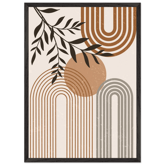 Terracotta Striped Arch Botanical Minimalist Wall Art - The Trendy Art