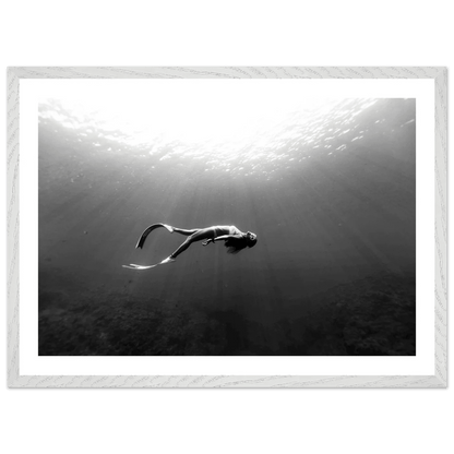 Underwater Freediving Black and White Wall Art - The Trendy Art