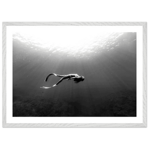 Underwater Freediving Black and White Wall Art - The Trendy Art