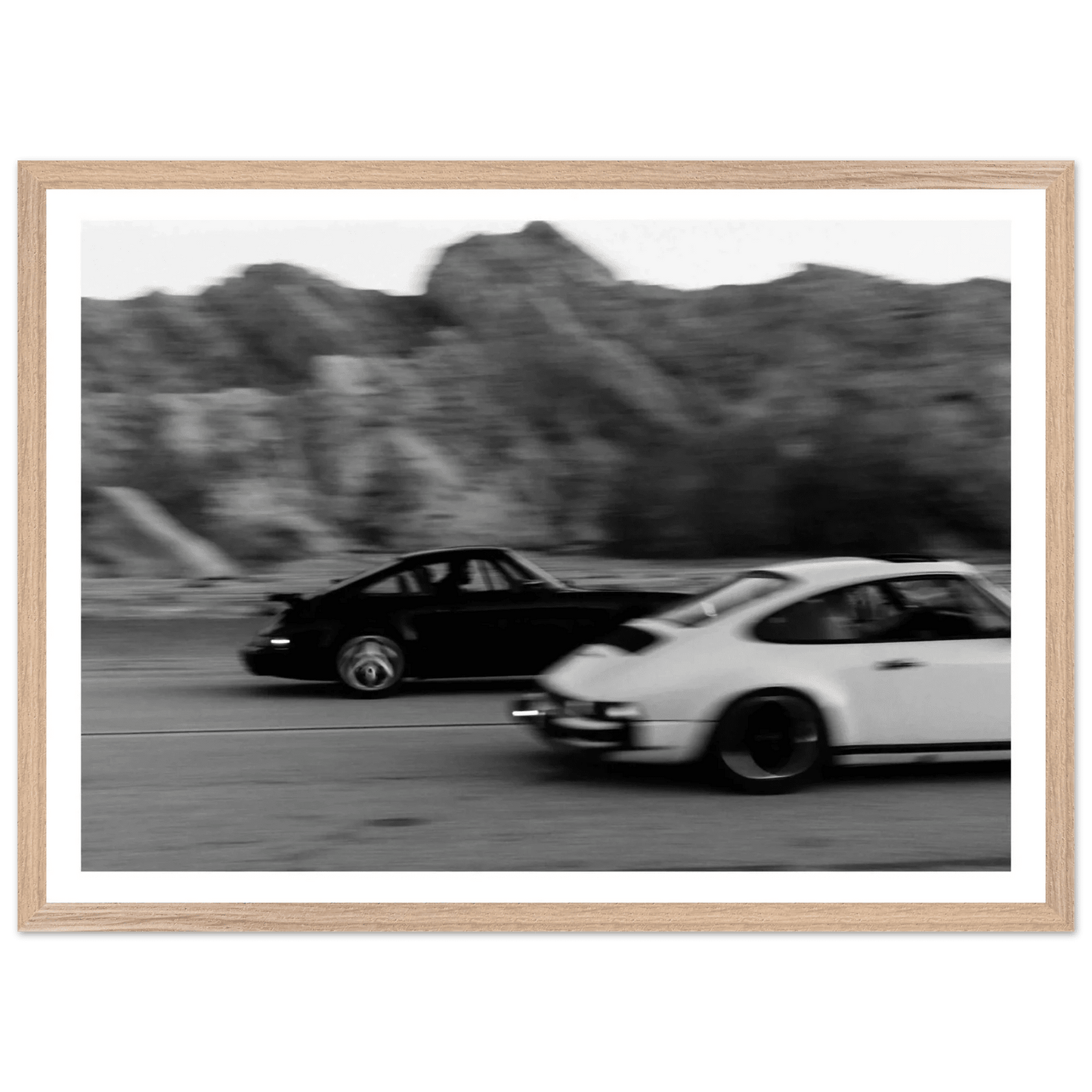 Vintage Car Race Black and White Wall Art - The Trendy Art