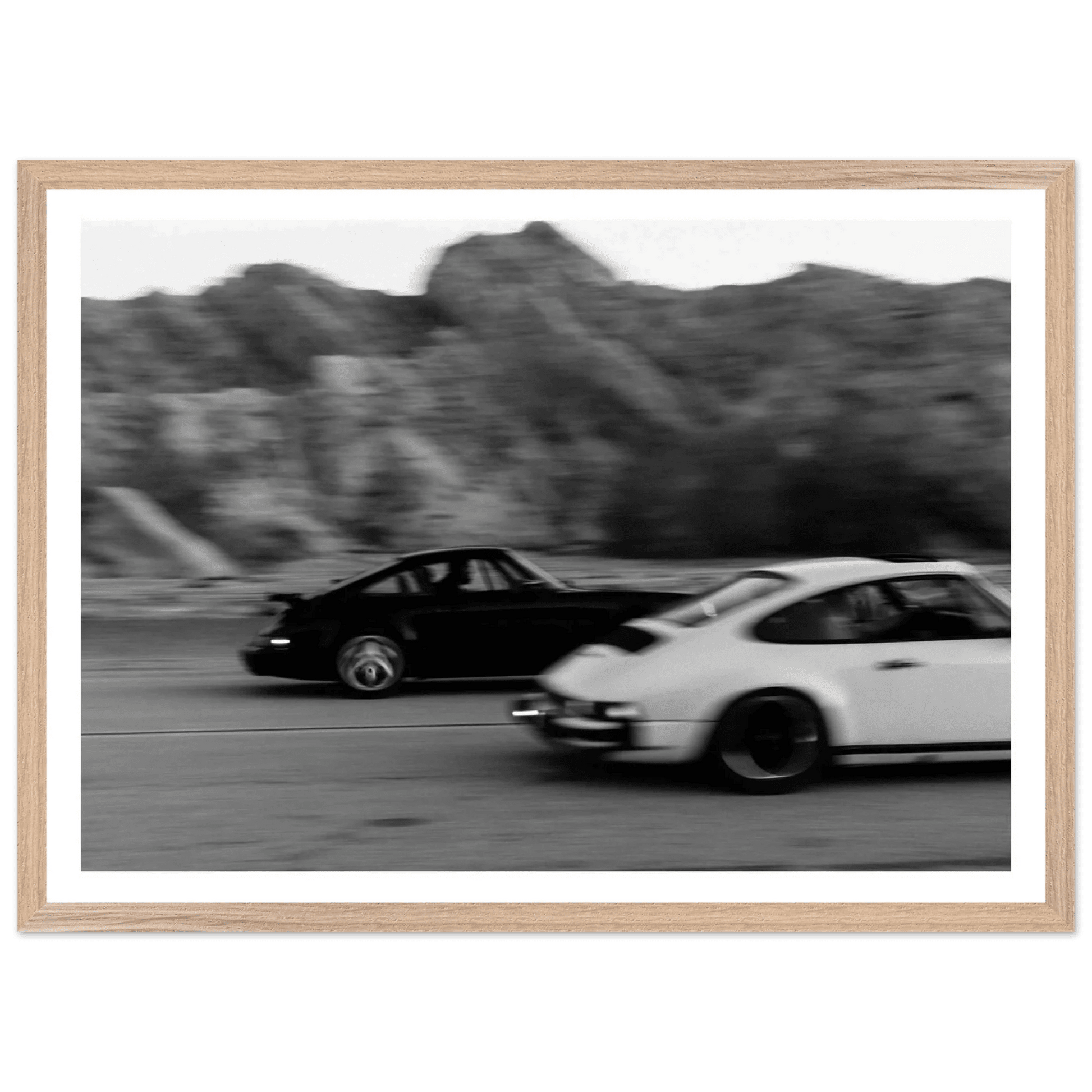 Vintage Car Race Black and White Wall Art - The Trendy Art