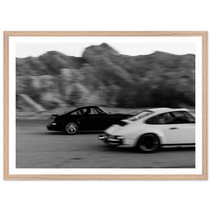 Vintage Car Race Black and White Wall Art - The Trendy Art