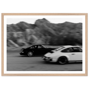 Vintage Car Race Black and White Wall Art - The Trendy Art