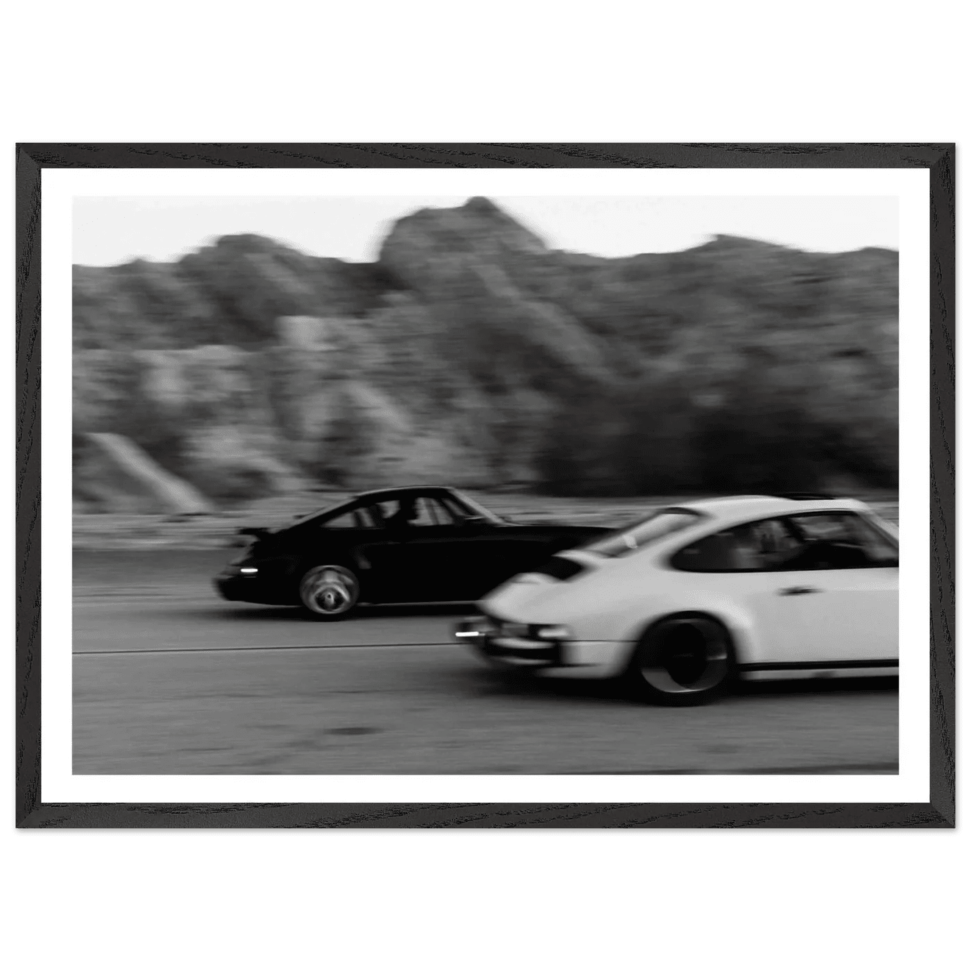 Vintage Car Race Black and White Wall Art - The Trendy Art