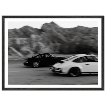 Vintage Car Race Black and White Wall Art - The Trendy Art