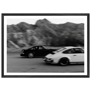 Vintage Car Race Black and White Wall Art - The Trendy Art