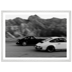 Vintage Car Race Black and White Wall Art - The Trendy Art