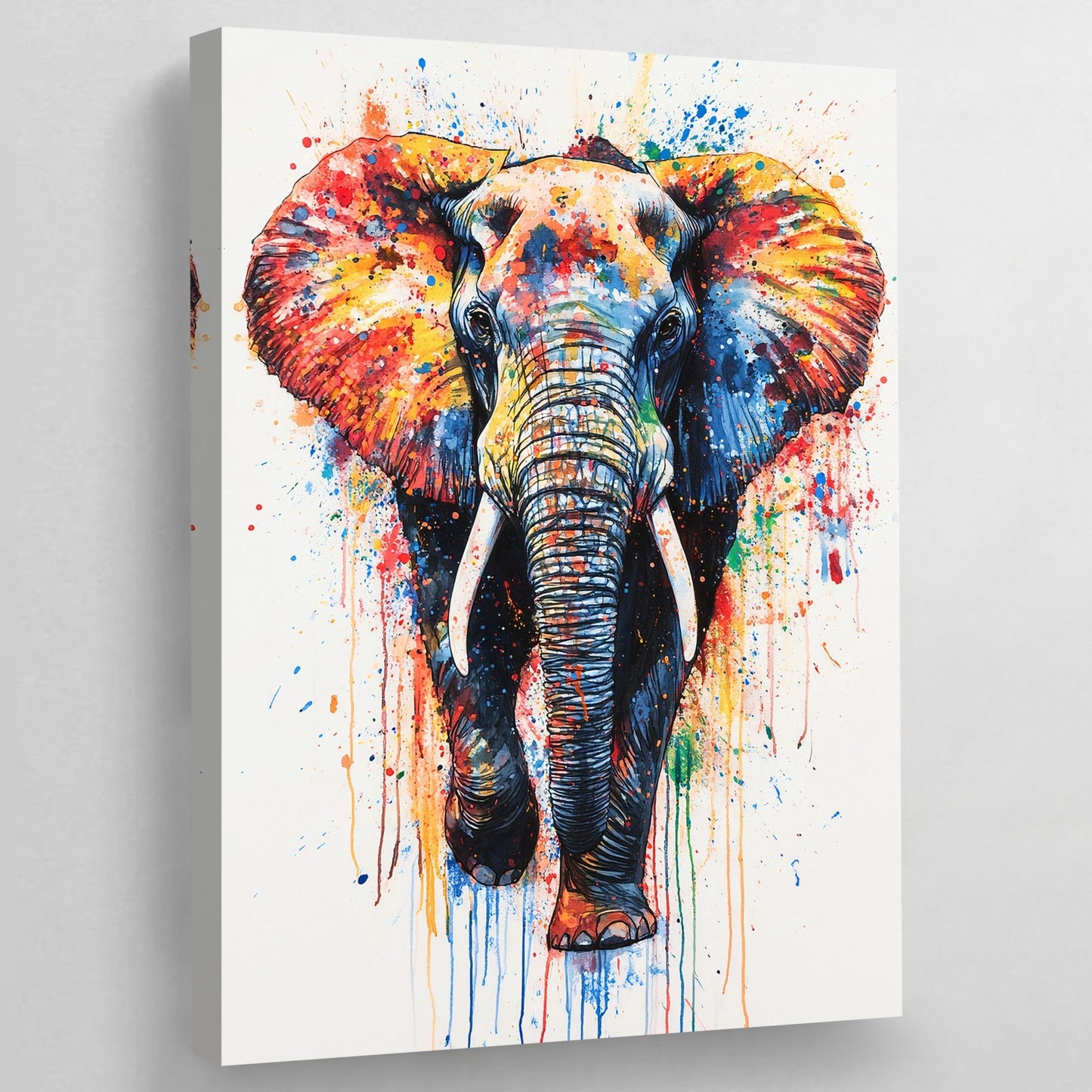 Watercolor Splash Elephant Canvas Wall Art - The Trendy Art