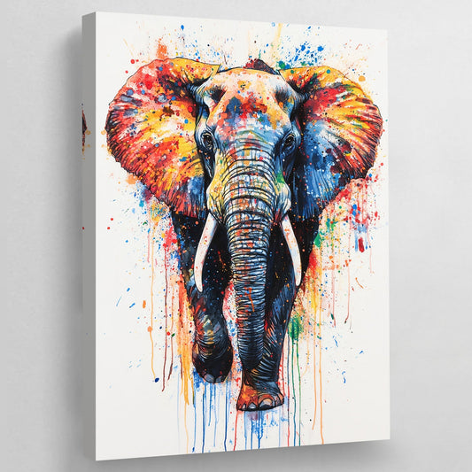 Watercolor Splash Elephant Canvas Wall Art - The Trendy Art