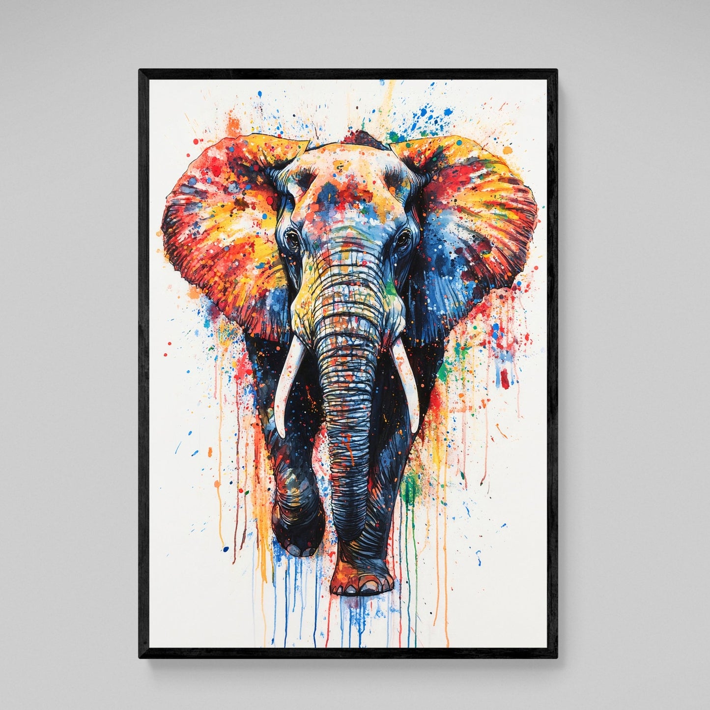 Watercolor Splash Elephant Canvas Wall Art - The Trendy Art