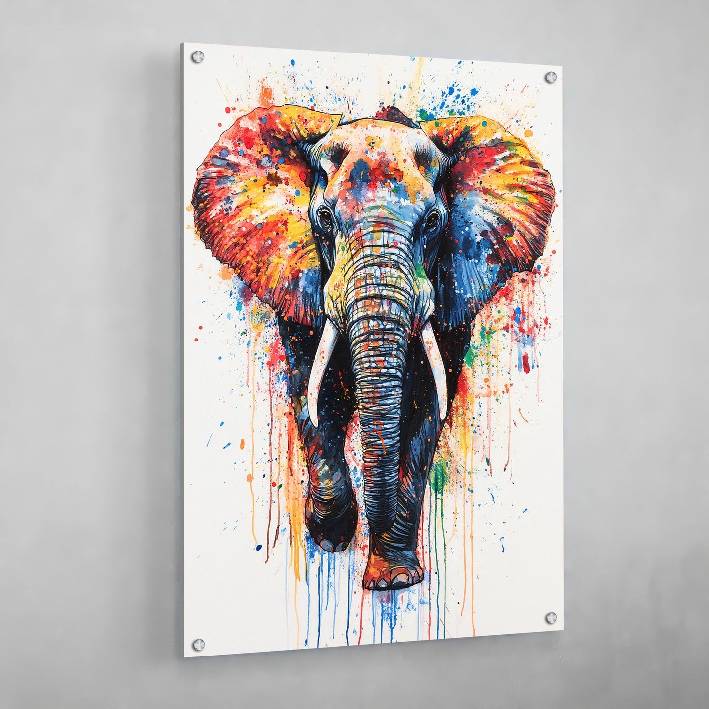 Watercolor Splash Elephant Canvas Wall Art - The Trendy Art
