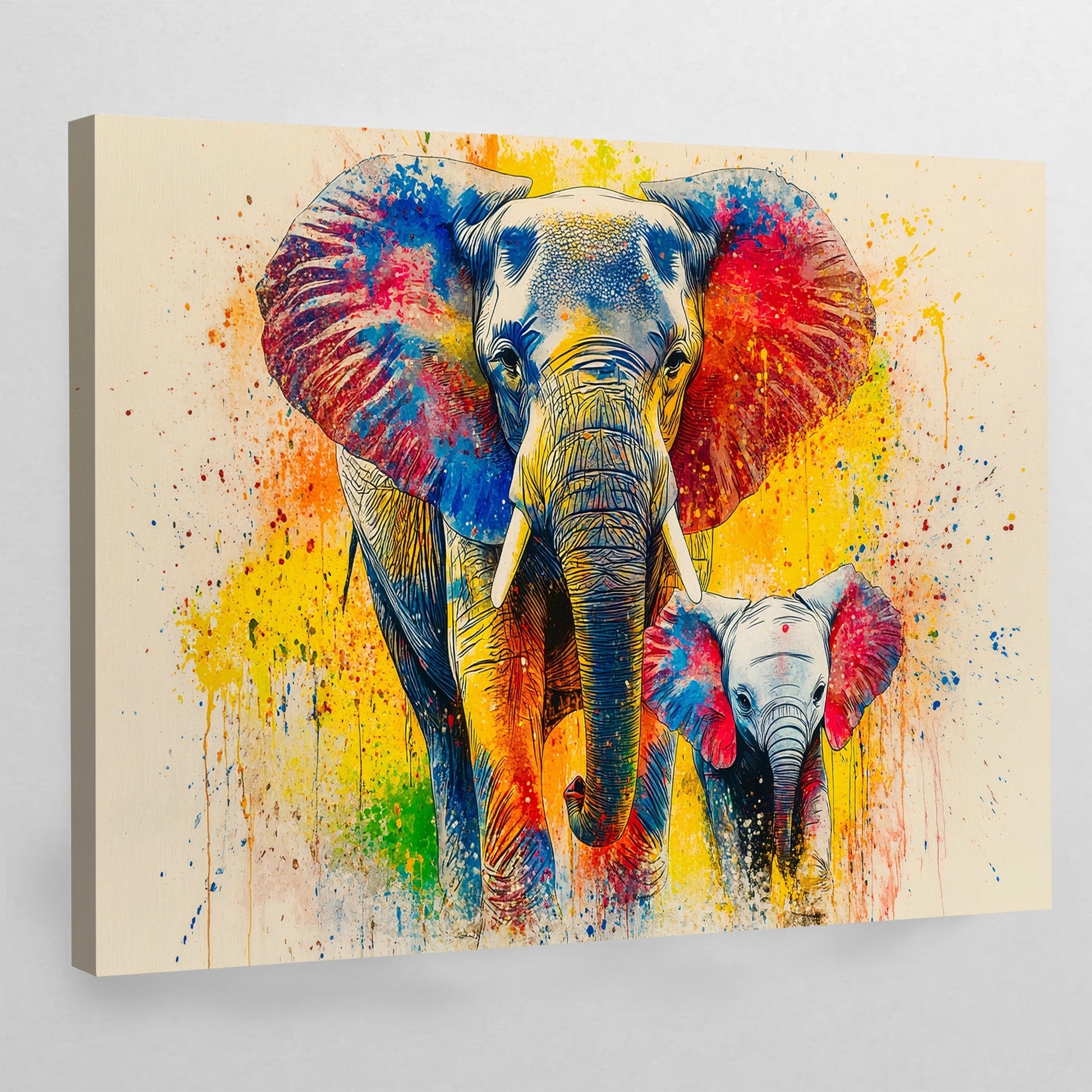 Watercolor Splash Elephant Wall Art - The Trendy Art