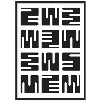 Black and White Minimalist Wall Art: Geometric abstract pattern in black and white, perfect for modern home decor.