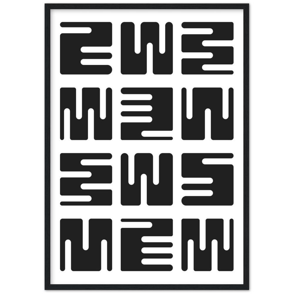 Black and White Minimalist Wall Art: Geometric abstract pattern in black and white, perfect for modern home decor.