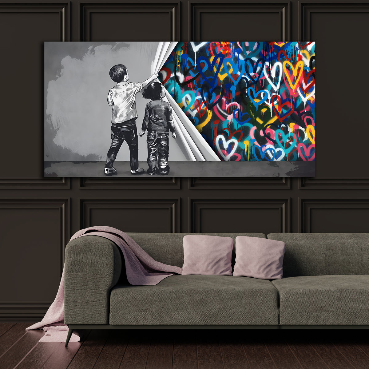 Hearts Graffiti Wall Art - The Trendy Art
