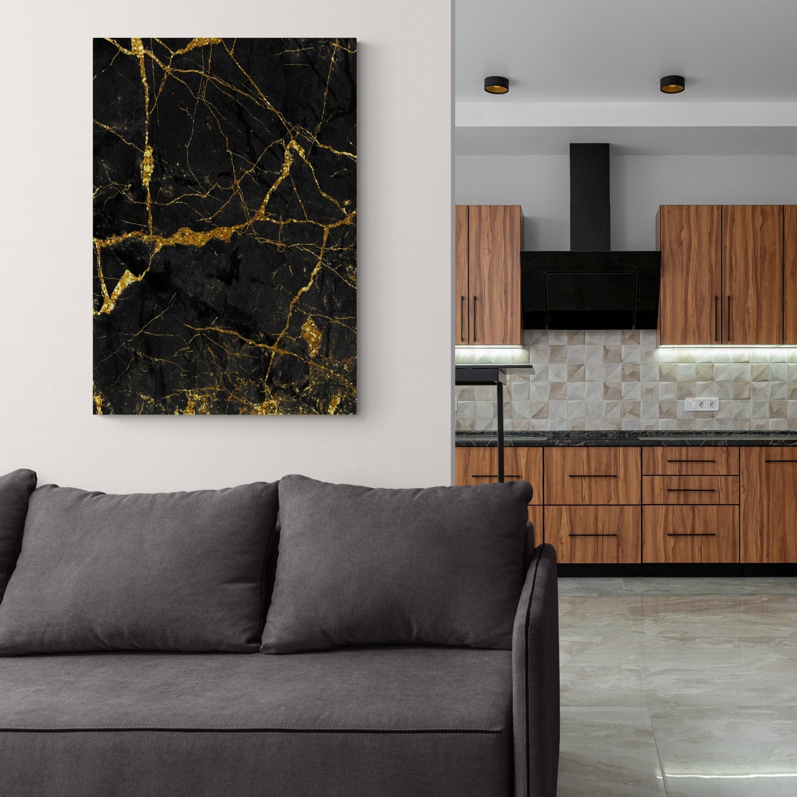 Black and Gold Marble Wall Art - The Trendy Art