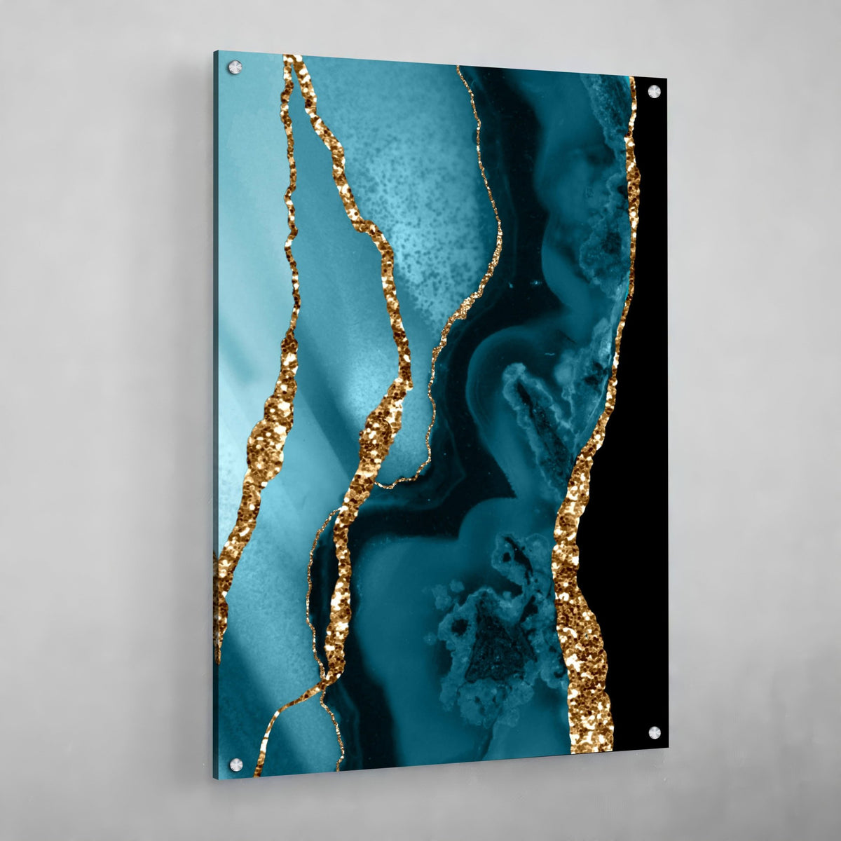 Blue and Gold Marble Wall Art - The Trendy Art