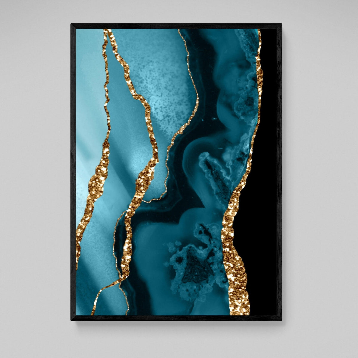 Blue and Gold Marble Wall Art - The Trendy Art
