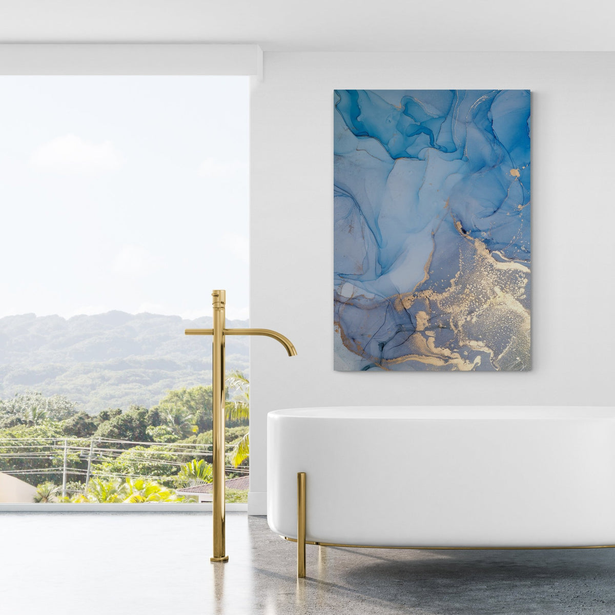 Blue Marble Wall Art - The Trendy Art