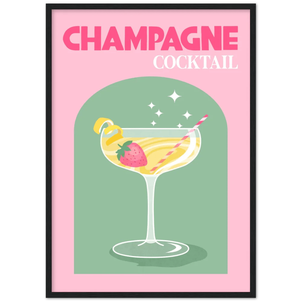 Champagne Cocktail Retro Wall Art - The Trendy Art
