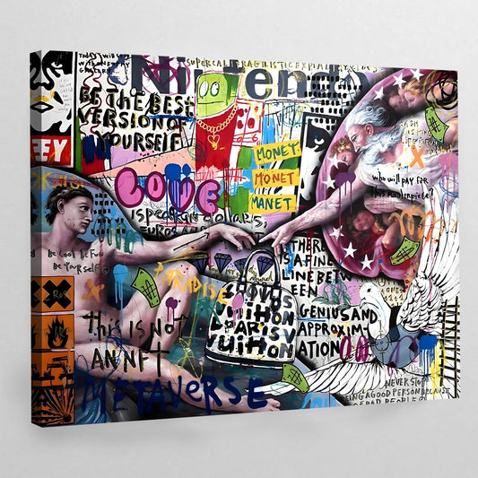 Creation Of Adam Graffiti Wall Art - The Trendy Art