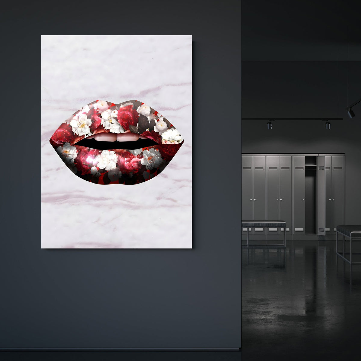Flowers Lips Wall Art - The Trendy Art