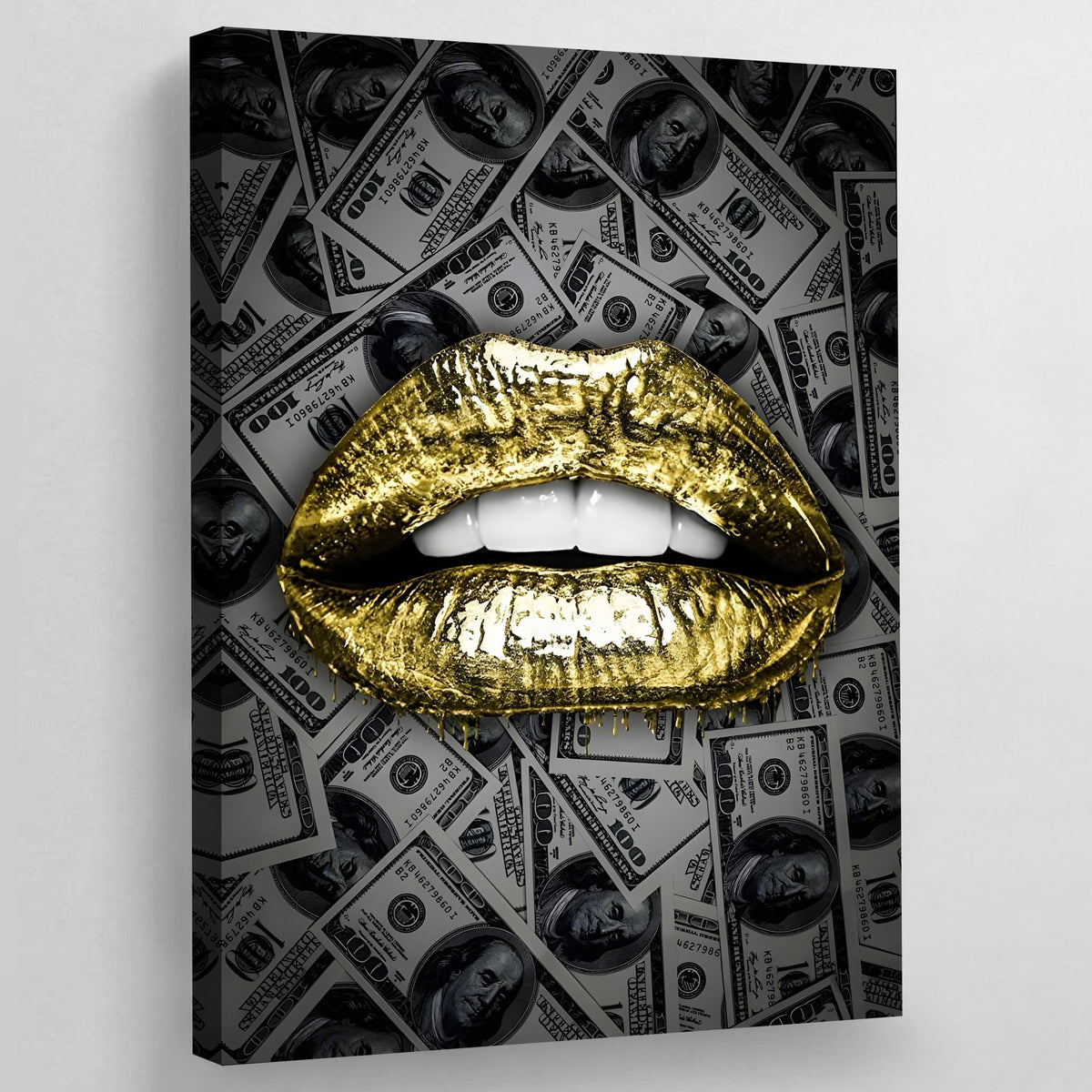 Gold Lips Wall Art - The Trendy Art