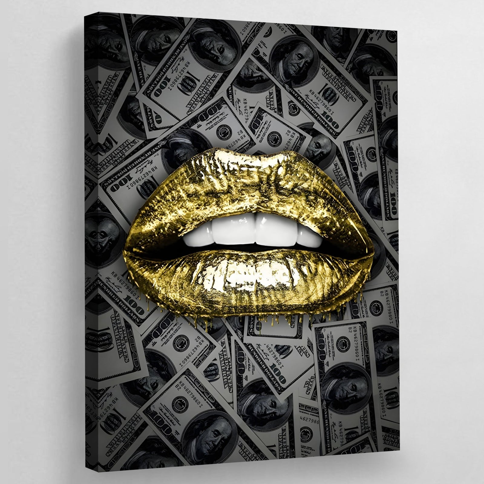 Gold Lips Wall Art - The Trendy Art