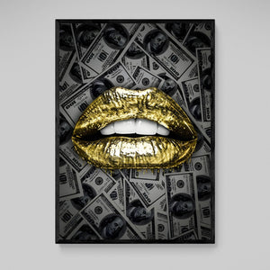 Gold Lips Wall Art - The Trendy Art