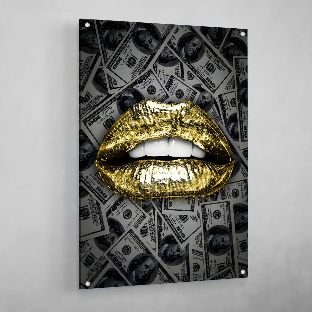 Gold Lips Wall Art - The Trendy Art