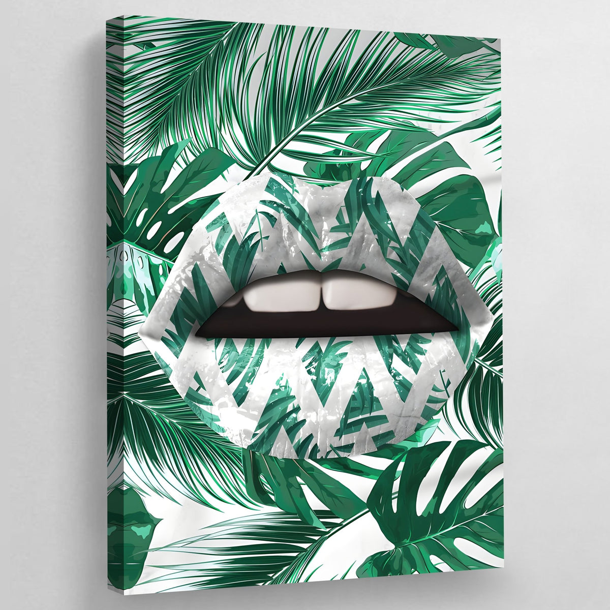 Green Lips Wall Art - The Trendy Art