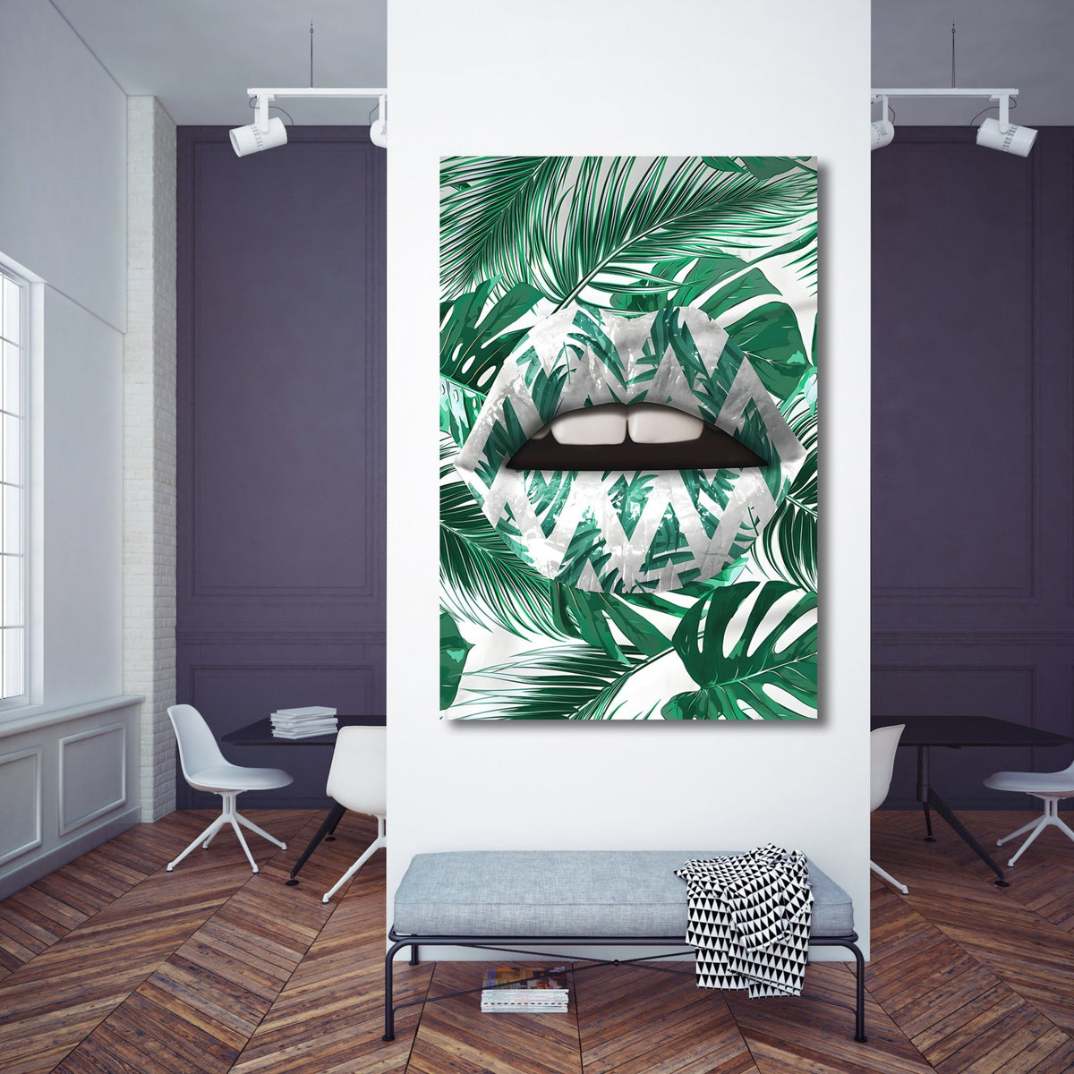 Green Lips Wall Art - The Trendy Art