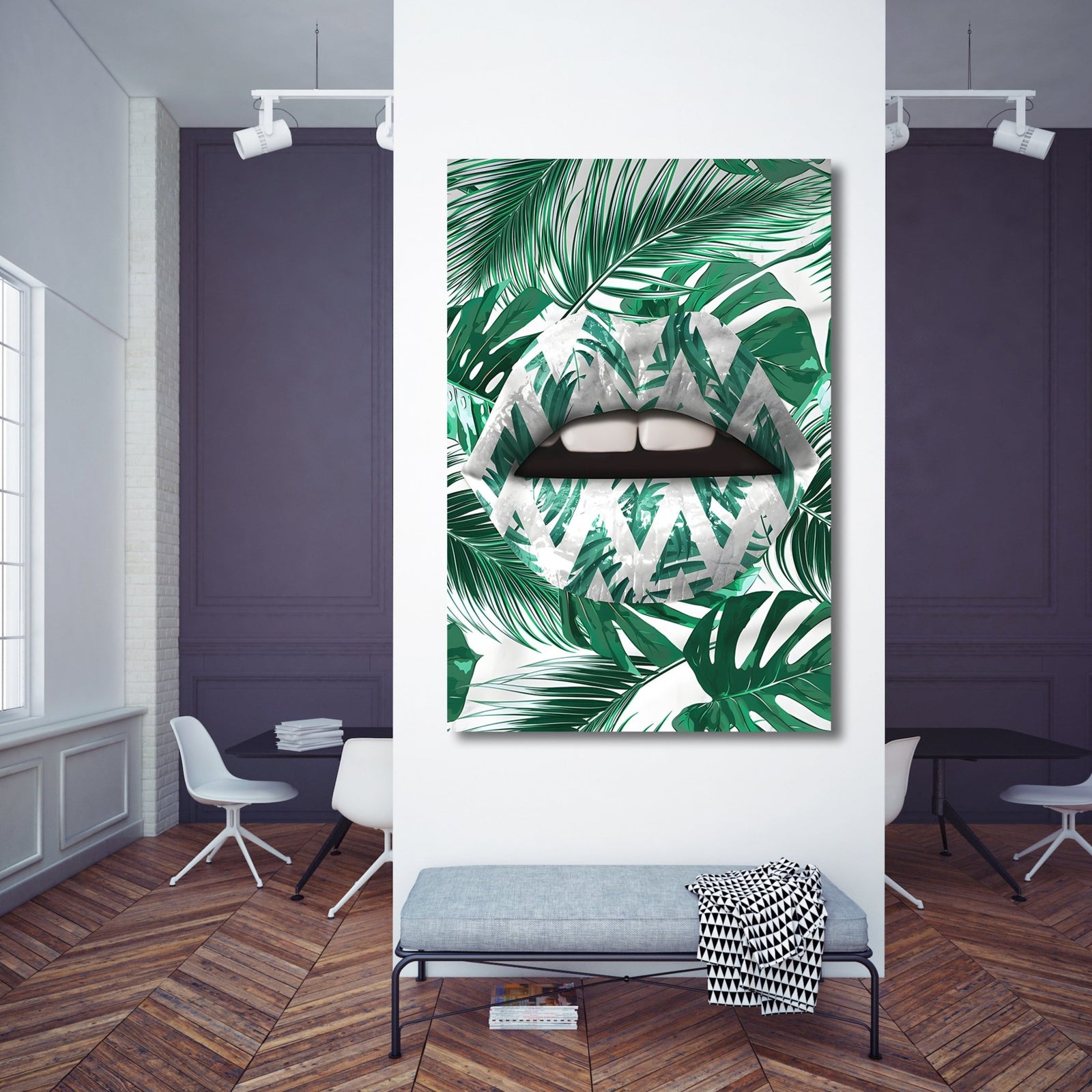 Green Lips Wall Art - The Trendy Art