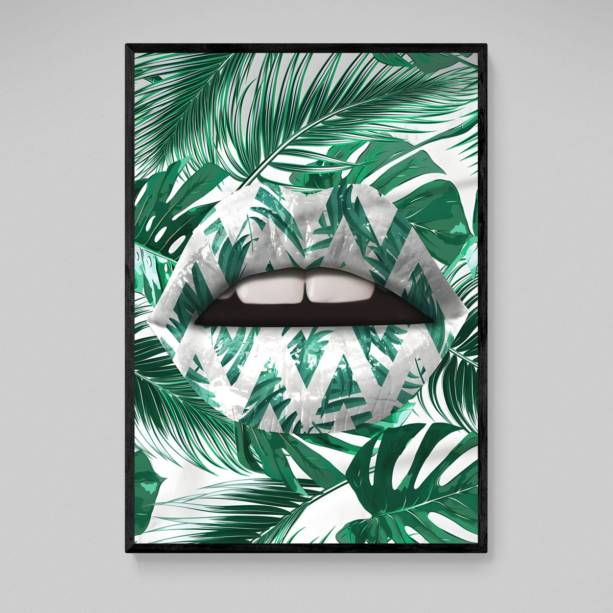 Green Lips Wall Art - The Trendy Art