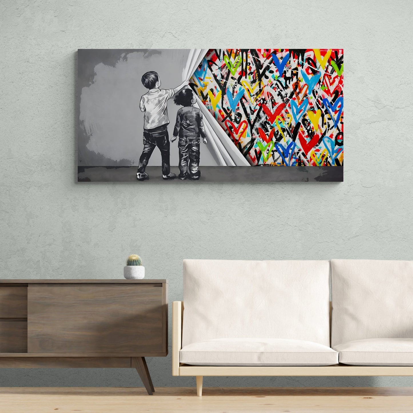 Hearts Graffitis Wall Art - The Trendy Art