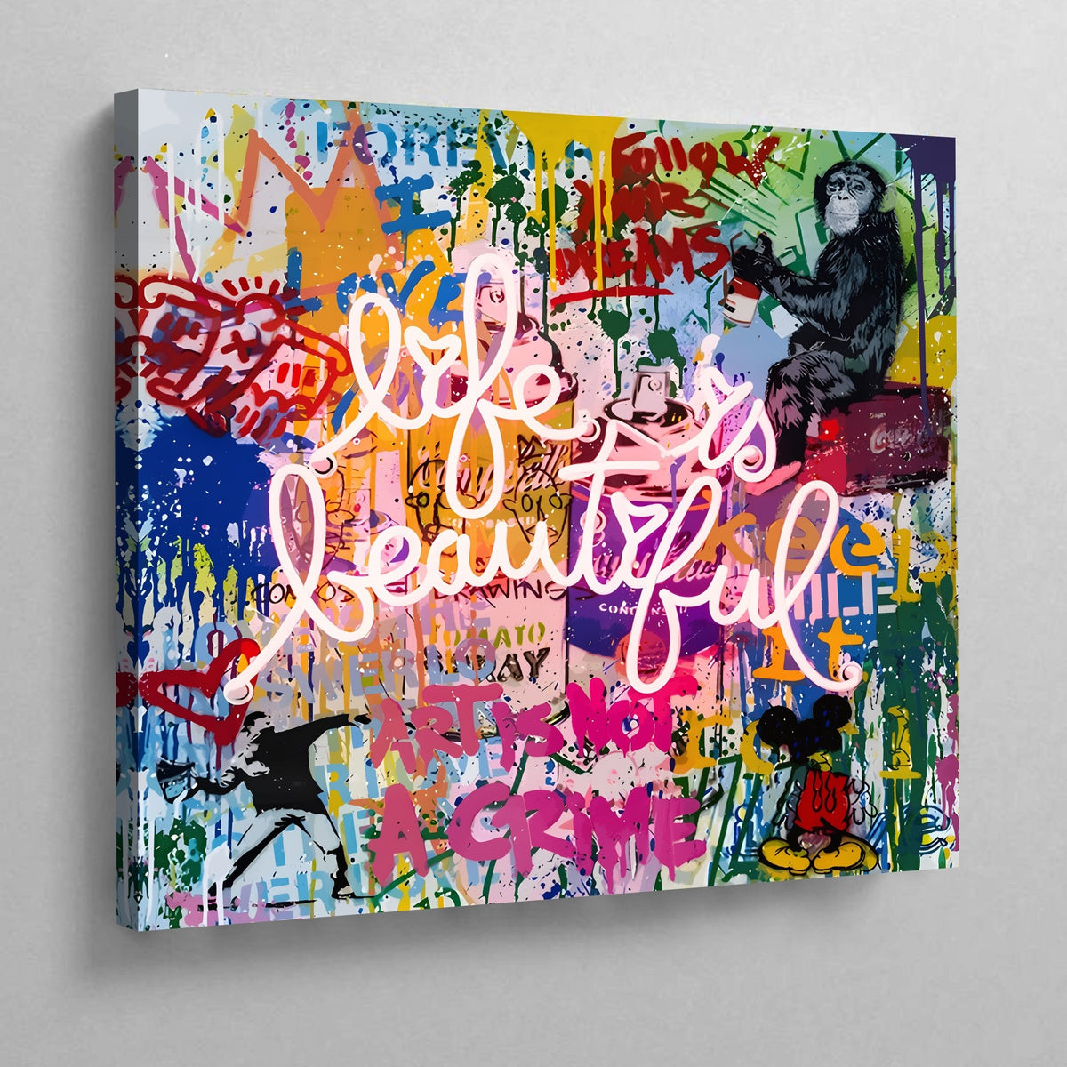 Life Is Beautiful Street Art Canvas - The Trendy Art