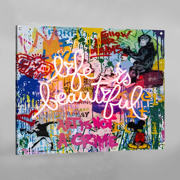 Life Is Beautiful Street Art Canvas The Trendy Art