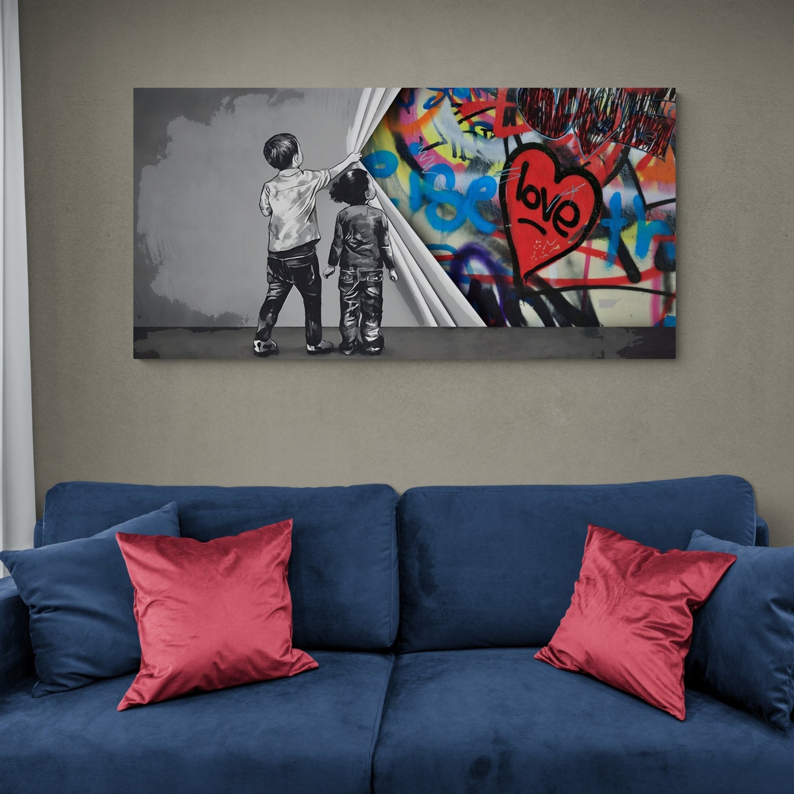 Love Heart Graffiti Wall Art - The Trendy Art