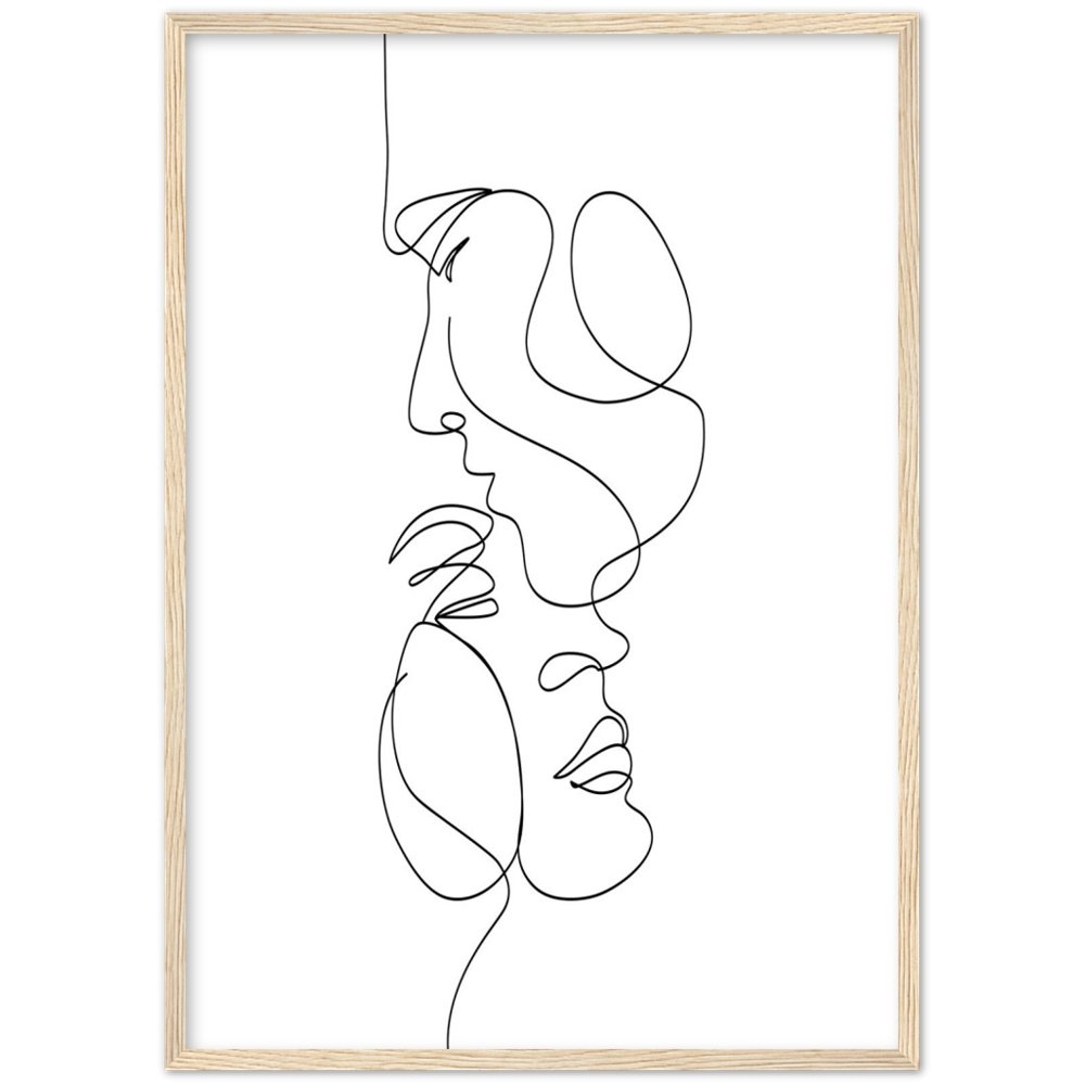 Contemporary Aesthetic Continuous Line Drawing, Romantic Couple Canvas Print